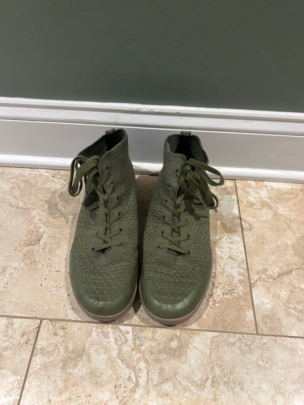Suavs Olive Green Knit High-Top Sneakers